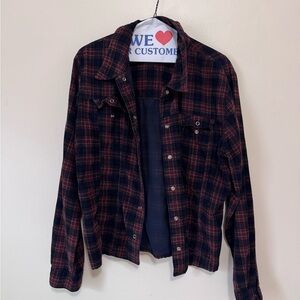 EXP Jeans by Express Button Up Orange & Brown Corduroy Flannel | Size L - Women